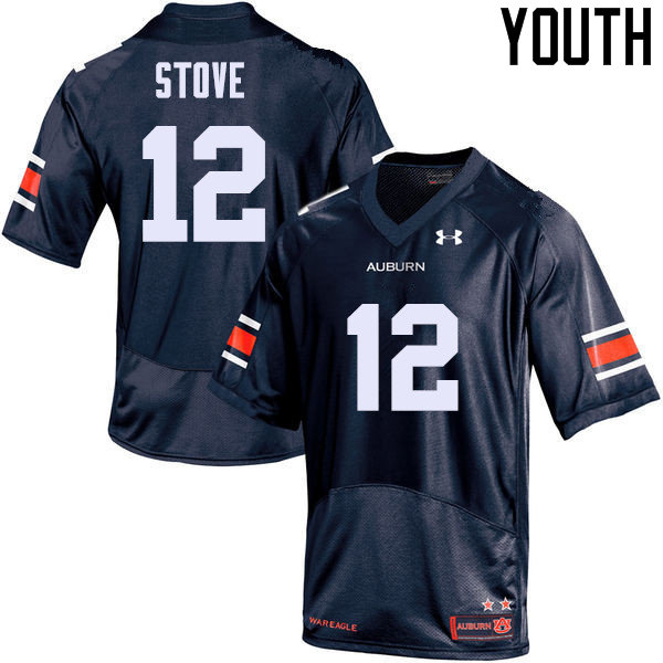 Youth Auburn Tigers #12 Eli Stove Navy College Stitched Football Jersey
